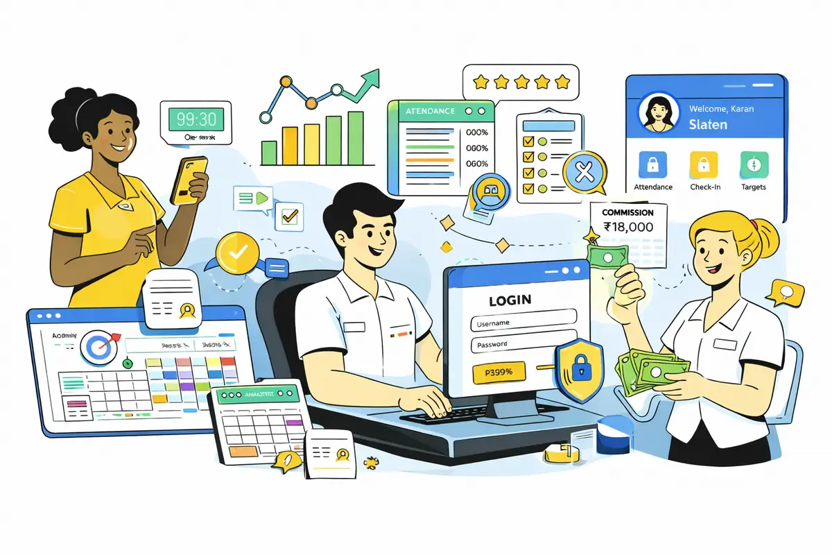 Smart Employee Management Salon Software with Targets, Payroll, Mobile App, Scheduling and much more from India